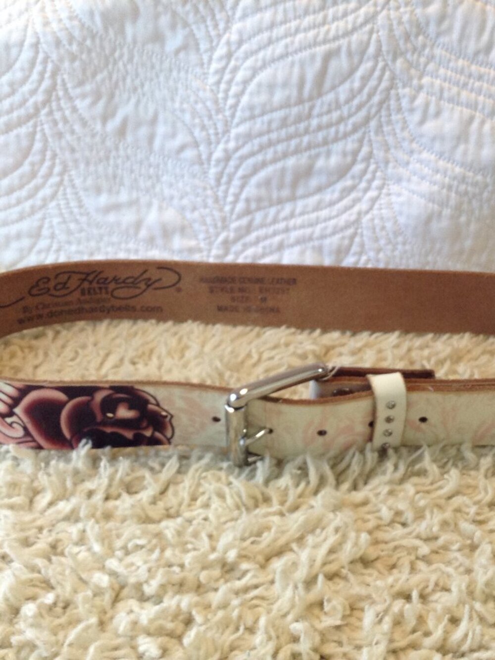 VTG DON Ed Hardy Belt by Christian Audigier Rose Garden #EH3291 Collectible RARE